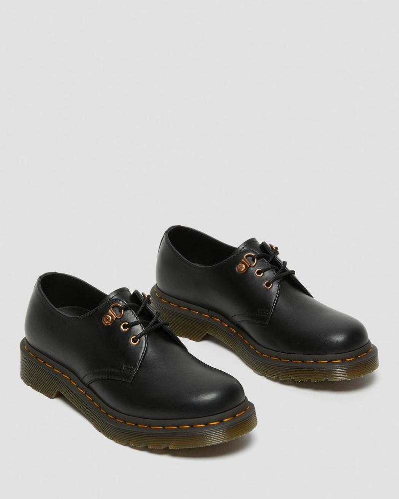 Dr Martens 1461 Rose Gold Hardware Læder Oxford Sko Dame Sort | DK 367PJJ